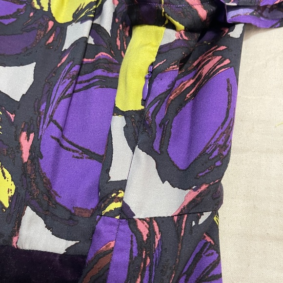 Boden Womens Dress Size 8R Purple and Green Abstract Silk Blend Knee Length - Picture 12 of 14